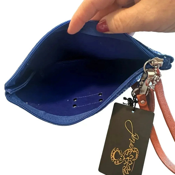 Sorial New York Cobalt Blue Snake Skin Wristlet Clutch Purse Vegan Leather New - Picture 2 of 7